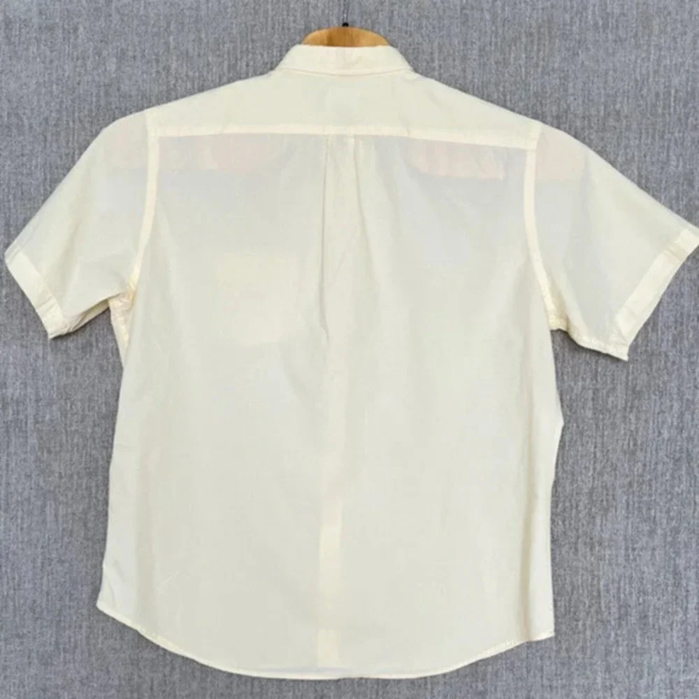 Old Navy Mens XL Yellow Casual Collared Button‎ Up Short Sleeve Shirt Pocket